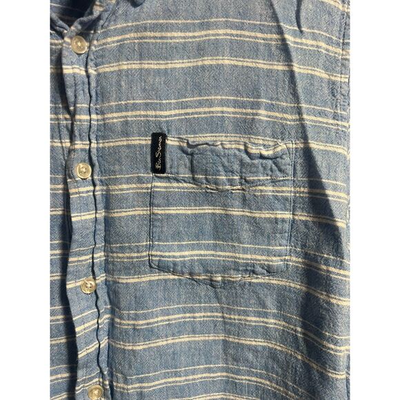 Ben Sherman Linen/Rayon Blend Button Up Short Sleeve Shirt Blue Large Nautical - Picture 3 of 5
